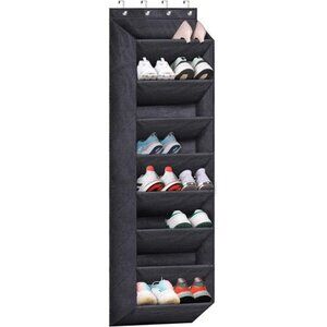 Over The Door Shoe Organizer Rack Hanging Closet Storage 8 Shelf Black